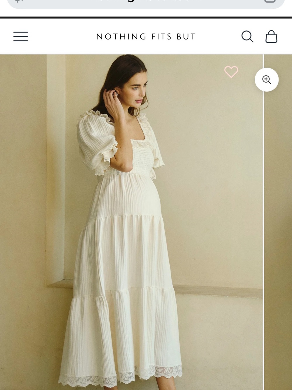 Nothing fits but boram dress 
 Ivory Tiered Maxi Dress with Puff Sleeves
